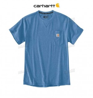 Carhartt Force Extremes Relaxed Fit Lätta Korta-Sleeve Pocket T-Shirt Blå | SE0001193