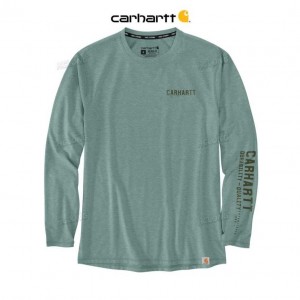 Carhartt Force Extremes Relaxed Fit Lätta Long-Sleeve Logo Tryck T-Shirt Succulent Heather | SE0001196