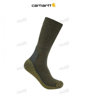 Carhartt Force Grid Midweight Merino Ull Blend Crew Sock Olivgröna | SE0002740