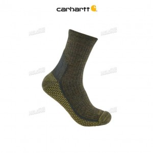 Carhartt Force Grid Midweight Merino Ull Blend Crew Sock Olivgröna | SE0002804