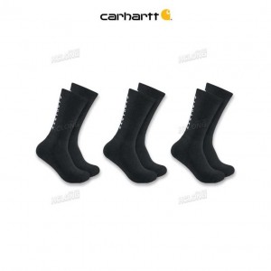 Carhartt Force Midweight Logo Crew Sock 3-Pack Svarta | SE0002751