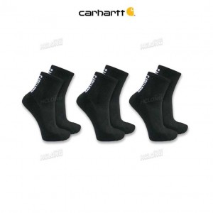 Carhartt Force Midweight Logo Korta Crew Sock 3-Pack Svarta | SE0002815