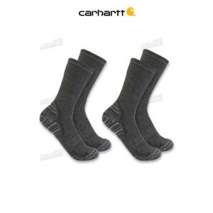 Carhartt Force Midweight Syntetiskt-Ull Blend Crew Sock 2-Pack Charcoal | SE0002726