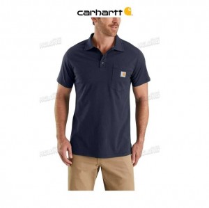 Carhartt Force Relaxed Fit Midweight Korta-Sleeve Pocket Polo Marinblå | SE0001140