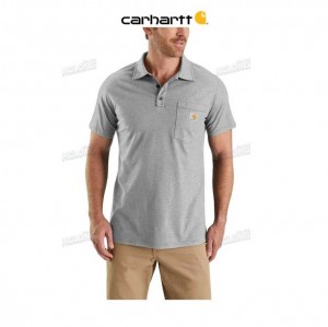 Carhartt Force Relaxed Fit Midweight Korta-Sleeve Pocket Polo Heather Gray | SE0001142