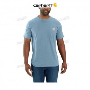 Carhartt Force Relaxed Fit Midweight Korta-Sleeve Pocket T-Shirt Blå | SE0001175