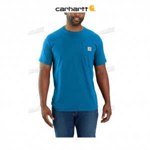 Carhartt Force Relaxed Fit Midweight Korta-Sleeve Pocket T-Shirt Blå | SE0001178