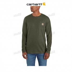 Carhartt Force Relaxed Fit Midweight Long-Sleeve Pocket T-Shirt Basil Heather | SE0001188