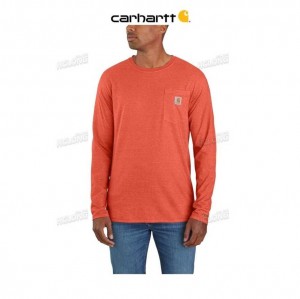 Carhartt Force Relaxed Fit Midweight Long-Sleeve Pocket T-Shirt Orange | SE0001190