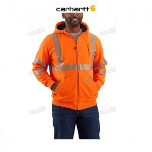 Carhartt High-Visibility Loose Fit Midweight Thermal-Fodrade Full-Zip Class 3 Sweatshirt Orange | SE0000452