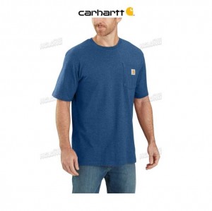 Carhartt Loose Fit Heavyweight Korta-Sleeve Pocket T-Shirt Lakeshore Heather | SE0001303