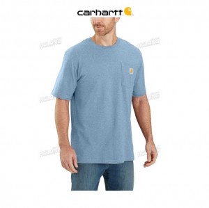 Carhartt Loose Fit Heavyweight Korta-Sleeve Pocket T-Shirt Blå | SE0001308