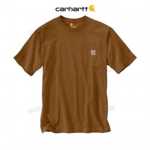 Carhartt Loose Fit Heavyweight Korta-Sleeve Pocket T-Shirt Oiled Walnut Heather | SE0001313