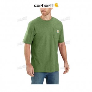 Carhartt Loose Fit Heavyweight Korta-Sleeve Pocket T-Shirt Arborvitae Heather | SE0001317