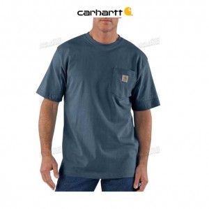 Carhartt Loose Fit Heavyweight Korta-Sleeve Pocket T-Shirt Bluestone | SE0001320