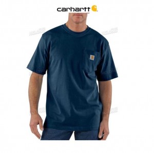 Carhartt Loose Fit Heavyweight Korta-Sleeve Pocket T-Shirt Marinblå | SE0001322