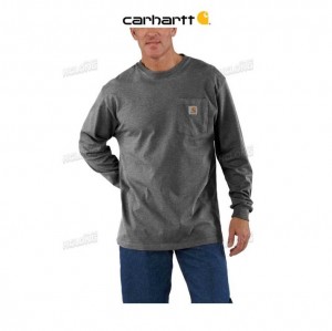 Carhartt Loose Fit Heavyweight Long-Sleeve Pocket T-Shirt Carbon Heather | SE0001253