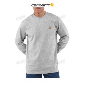 Carhartt Loose Fit Heavyweight Long-Sleeve Pocket T-Shirt Heather Gray | SE0001262