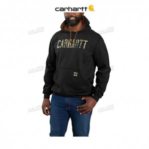 Carhartt Loose Fit Midweight Camo Logo Tryck Sweatshirt Svarta | SE0000472