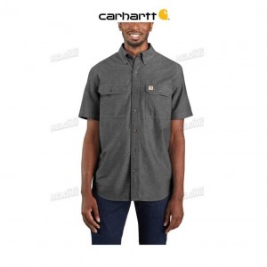 Carhartt Loose Fit Midweight Chambray Korta-Sleeve Shirt Svarta | SE0001155