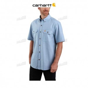 Carhartt Loose Fit Midweight Chambray Korta-Sleeve Shirt Blå | SE0001157