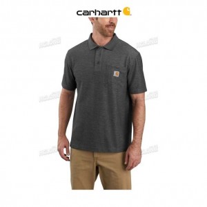 Carhartt Loose Fit Midweight Korta-Sleeve Pocket Polo Carbon Heather | SE0001294