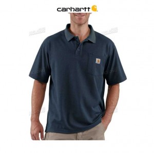 Carhartt Loose Fit Midweight Korta-Sleeve Pocket Polo Marinblå | SE0001295