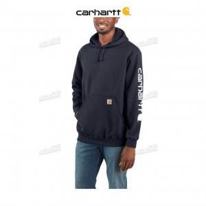 Carhartt Loose Fit Midweight Logo Sleeve Tryck Sweatshirt Marinblå | SE0000522