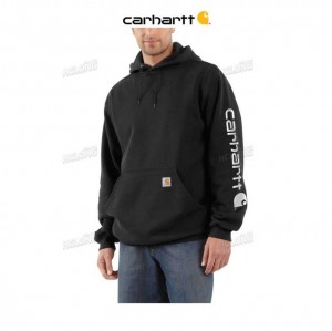 Carhartt Loose Fit Midweight Logo Sleeve Tryck Sweatshirt Svarta | SE0000523