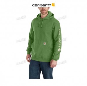 Carhartt Loose Fit Midweight Logo Sleeve Tryck Sweatshirt Arborvitae Heather | SE0000526