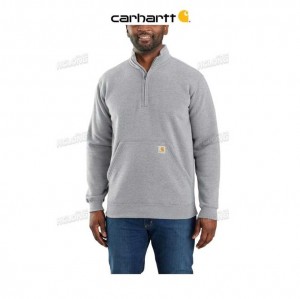 Carhartt Loose Fit Midweight Quarter-Zip Mock-Neck Sweatshirt Heather Gray | SE0000462