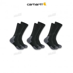 Carhartt Lätta Stretch Top Crew Sock 3-Pack Svarta | SE0002697