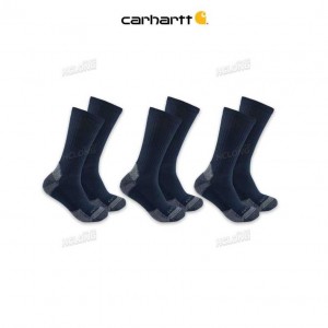 Carhartt Midweight Bomull Blend Crew Sock 3-Pack Marinblå | SE0002715