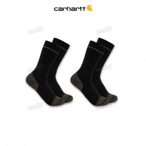 Carhartt Midweight Bomull Blend Steel Tå Boot Sock 2-Pack Svarta | SE0002655