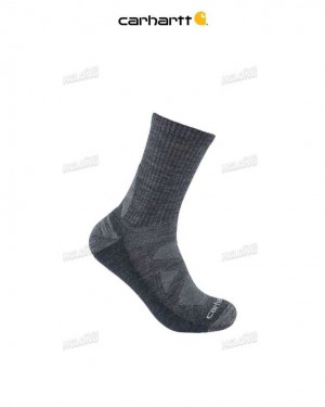 Carhartt Midweight Merino Ull Blend Korta Crew Sock Carbon Heather | SE0002807