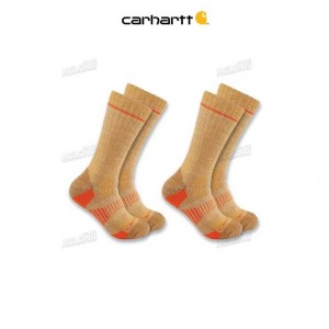 Carhartt Midweight Syntetiskt-Ull Blend Boot Sock 2-Pack Khaki | SE0002647