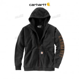 Carhartt Rain Defender Loose Fit Fleece-Fodrade Logo Tryck Sweatshirt Svarta | SE0000466