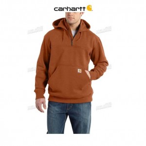 Carhartt Rain Defender Loose Fit Heavyweight Quarter-Zip Sweatshirt Burnt Sienna Heather | SE0000394