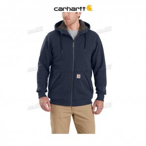 Carhartt Rain Defender Relaxed Fit Midweight Sherpa-Fodrade Full-Zip Sweatshirt Marinblå | SE0000425