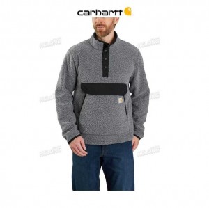 Carhartt Relaxed Fit Fleece Snap Front Jacket Granite Heather | SE0000181