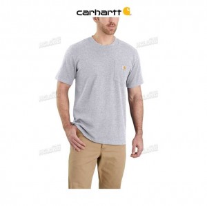 Carhartt Relaxed Fit Heavyweight Korta-Sleeve Pocket T-Shirt Heather Gray | SE0001108