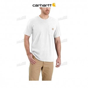 Carhartt Relaxed Fit Heavyweight Korta-Sleeve Pocket T-Shirt Vita | SE0001113