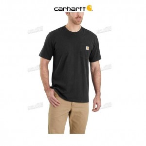 Carhartt Relaxed Fit Heavyweight Korta-Sleeve Pocket T-Shirt Svarta | SE0001114