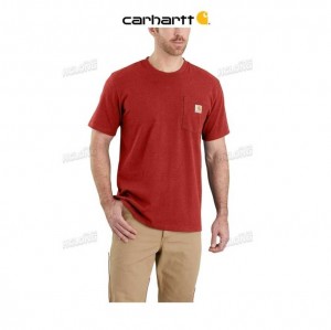 Carhartt Relaxed Fit Heavyweight Korta-Sleeve Pocket T-Shirt Chili Pepper Heather | SE0001115