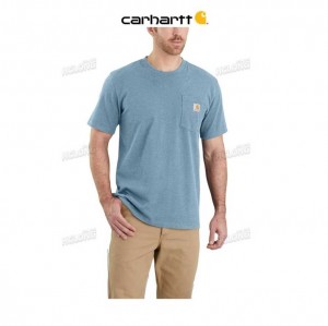 Carhartt Relaxed Fit Heavyweight Korta-Sleeve Pocket T-Shirt Blå | SE0001122