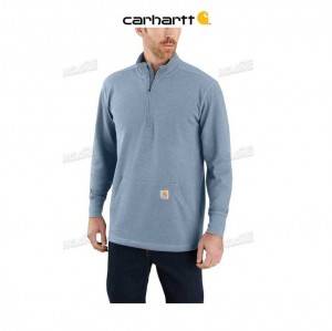 Carhartt Relaxed Fit Heavyweight Long-Sleeve 1 2 Zip Thermal Shirt Blå | SE0001169