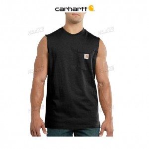 Carhartt Relaxed Fit Heavyweight Ärmlös Pocket T-Shirt Svarta | SE0001096