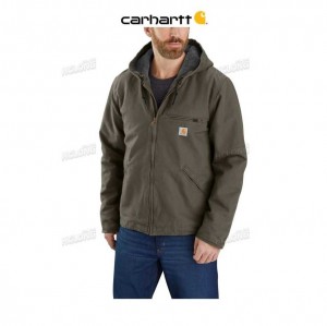 Carhartt Relaxed Fit Washed Duck Sherpa-Fodrade Jacket Moss | SE0000164