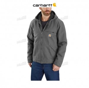 Carhartt Relaxed Fit Washed Duck Sherpa-Fodrade Jacket Gravel | SE0000166