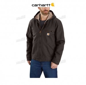 Carhartt Relaxed Fit Washed Duck Sherpa-Fodrade Jacket Mörkbruna | SE0000167